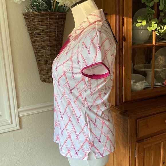 New Adidas Golf White/Berry Golf Top Size Small - Picture 3 of 11